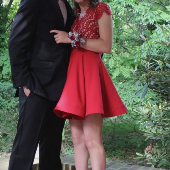 Red Crochet Top Mini Dress - Picture 4 of 4